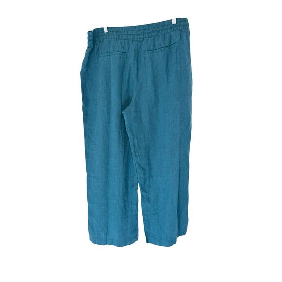 Athleta Green Relaxed Lagenlook Retreat Linen Mid Rise Wide Leg Pant Size 16 - Picture 9 of 13